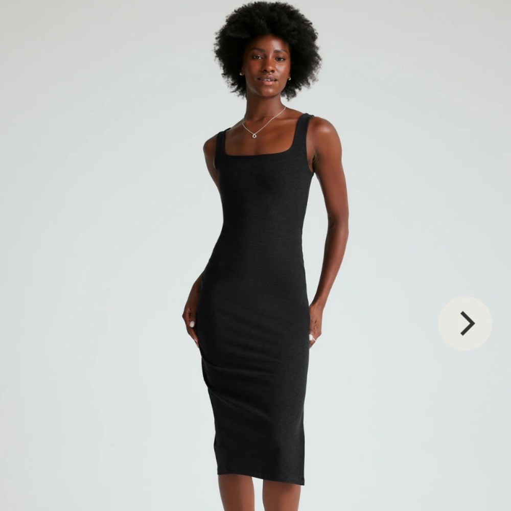 Beyond Yoga Space Icon Midi Dress Darkest Night Travel Stretch NWT